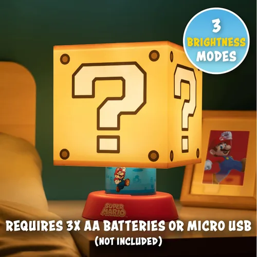Vista 2 de Paladone Super Mario Icon Lamp con tres ajustes de brillo y apagado automático, mercancía Nintendo