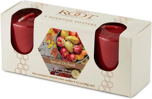 Vista 20 de Root Candles Velas votivas perfumadas de otoño, mezcla de cera de abeja, hechas a mano de 20 horas, 3 unidades, sidra caliente