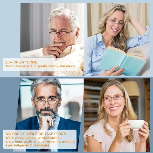 Vista 6 de touk Small Portable Reading Glasses Anti Blue Light UV, Compact Slim Pocket Readers with Mini Pen Clip Tube Case 2 Pairs