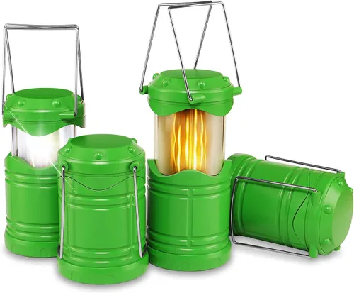 Vista 10 de Lichamp Paquete de 4 linternas LED para campamento, velas plegables sin llama, velas de té, luces de campamento portátiles a batería, kit de Gris