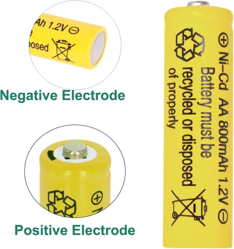 Vista 4 de Paquete de 12 baterías recargables de níquel cadmio de 1.2 V NI-CD AA de 800 mAh para paisajismo de jardín, luces de seguridad solares/exteriores
