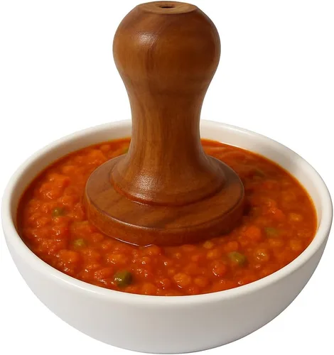 Vista 8 de Triturador de patatas de madera uso diario Pav de madera Bhaji/Vegetal/Triturador de patatas Roti Chapati de madera, Roti Bhakri o Khakara en Tava