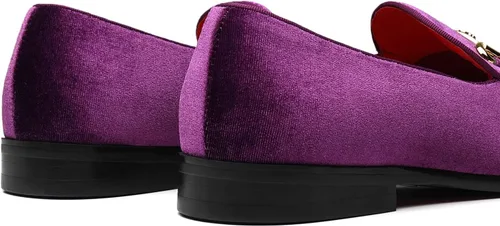 Vista 5 de Mocasines de terciopelo para hombre, zapatos de fiesta de boda de moda