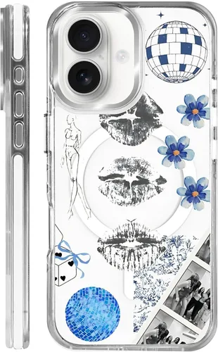 Vista 17 de Funda para iPhone 13 Pro, transparente con bonito patrón de tiburón azul, compatible con Magsafe funda protectora suave para mujeres y niñas (blanco)