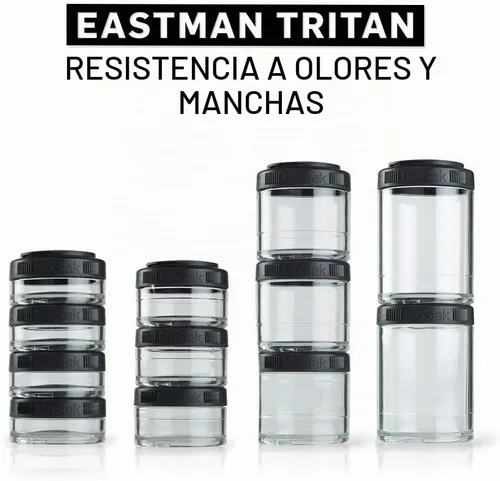 Vista 5 de BlenderBottle GoStak Twist n' Lock - Tarros de almacenamiento, 40 cc, 4 unidades, color negro