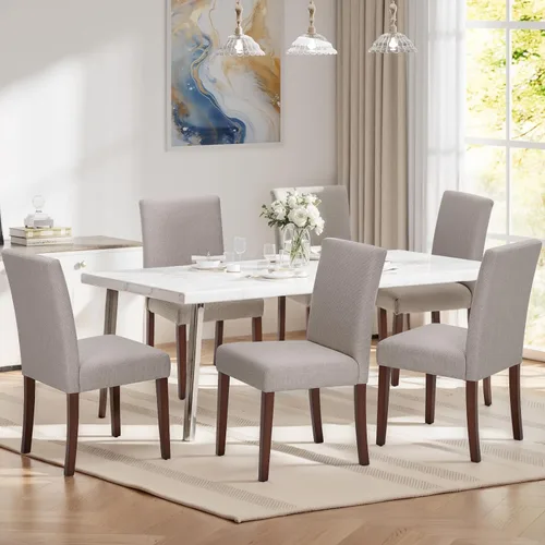 Vista 15 de MALOL Juego de 2 sillas de comedor tapizadas, sillas de comedor de tela, modernas sillas de comedor de madera, sillas auxiliares de cocina, silla