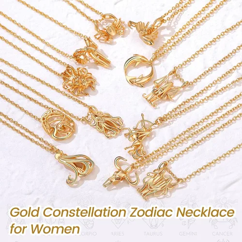 Vista 5 de GOLDCHIC JEWELRY Zodiac Constellation Charm Necklace for Women, Gold Horoscope Astrology Pendant Necklaces Birthday Gifts