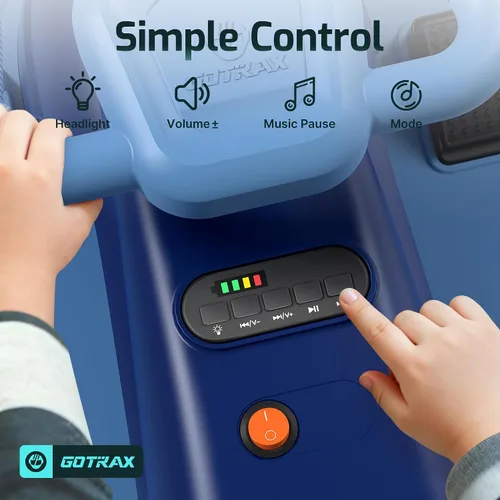 Vista 5 de Gotrax WG1 Auto eléctrico oscilante para niños, batería grande de 12V hasta 120 minutos de tiempo de juego, altavoz de música y ruedas con luces