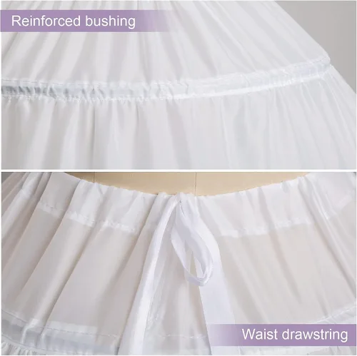 Vista 2 de Enagua para mujer, falda de 6 aro, longitud hasta el suelo, enagua de crinolina para vestido de baile, vestido de boda, quinceañera
