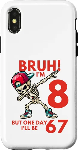 Vista 5 de Bruh I'm 8 But One-Day I'll Be 67 Retro 8th Birthday Kids Case for iPhone 17