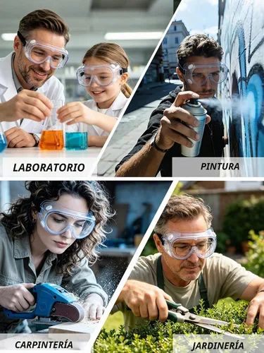 Vista 6 de 1 paquete de gafas de seguridad antivaho, gafas de seguridad protectoras, protección para los ojos Transparente 1 paquete