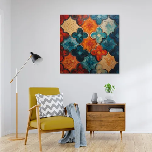 Vista 3 de Wynwood Studio Lienzo abstracto y contemporáneo envuelto – Quadro di Mosaico I, arte de pared para sala de estar, dormitorio y baño, 30 x 30