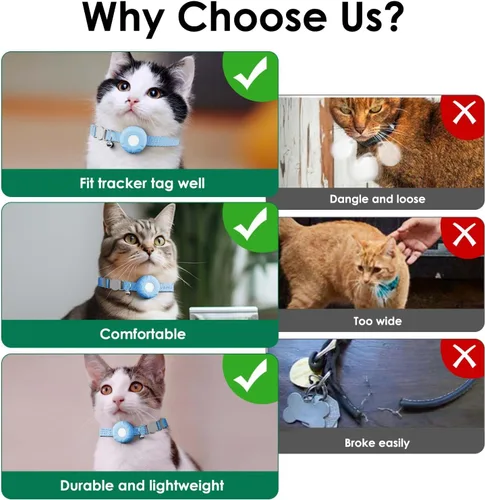 Vista 8 de Rastreador de gatos, rastreador GPS compatible con Apple Find My App (solo iOS), collar de rastreador de gatos impermeable con campana y hebilla