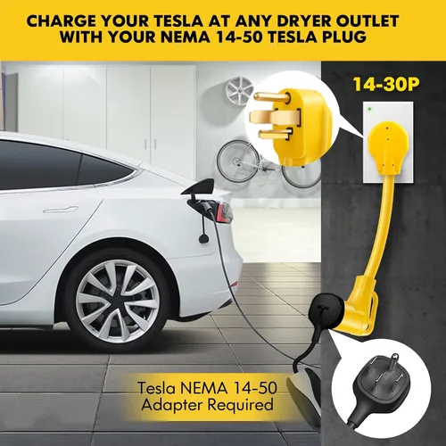 Vista 5 de JIUWFOX NEMA 14-30P a 14-50R adaptador de cargador EV para carga de nivel 2 de Tesla EV.
