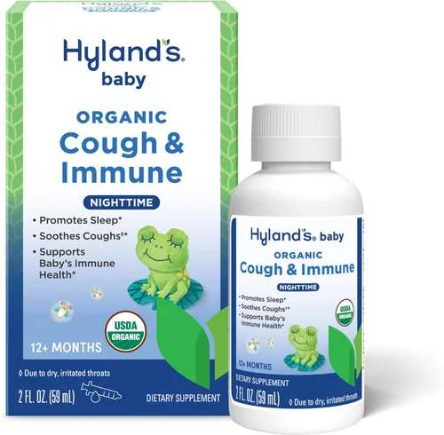Vista 11 de Hyland's Jarabe orgánico para la tos y apoyo inmunológico para bebés con agave, saúco y granada, alivia la tos y apoya la inmunidad, durante el día