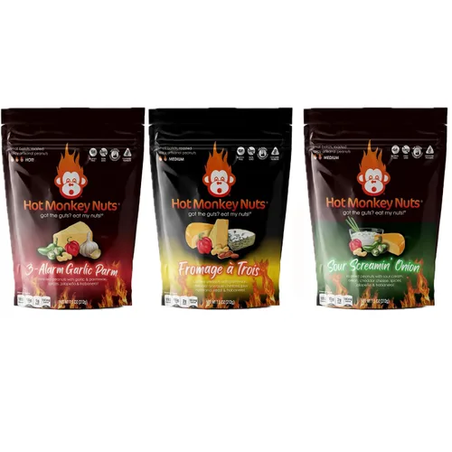 Vista 8 de Hot Monkey Nuts Spicy Artisanal Peanuts Hot Winged Reaper - Sabor con condimento de ala de búfalo, queso azul y pimienta Carolina Reaper, bolsa