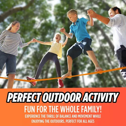 Vista 2 de Kit completo de ninja Slackline – Línea de holgura de 60 pies para patio trasero para niños y adultos – Kit de protección de árboles más anchos