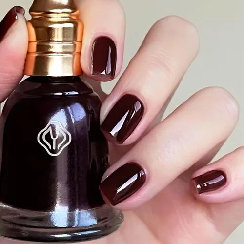 Vista 3 de COSMOO 15ml Esmalte de uñas de secado rápido color rojo oscuro, laca para uñas resistente a las astillas color marrón rojo para arte en uñas