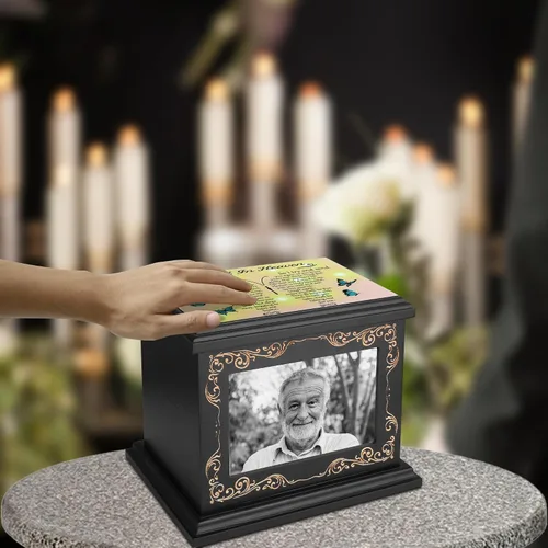 Vista 7 de Urnas de cremación para cenizas humanas de adultos, masculinas o femeninas, urnas conmemorativas funerarias para cenizas con marco para fotos, caja