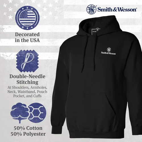 Vista 3 de Smith and Wesson Circle Emblem - Sudadera con capucha de algodón de manga larga para hombre