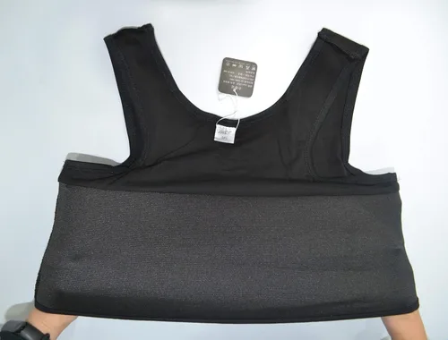 Vista 5 de BaronHong Tomboy Trans Lesbianas Pull On Cierre Pecho Carpeta Corta Tank Top Banda Elástica