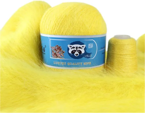 Vista 18 de 3 bolas de lana de cachemira de visón, pelo de lujo, pelo largo, de felpa larga, para tejer a mano, ganchillo, proyecto de bricolaje, 5.29 oz (beige)