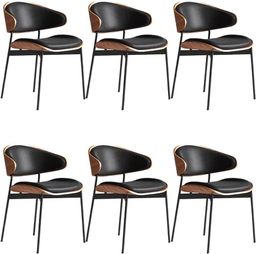 Vista 24 de YVYKFZD Juego de sillas de comedor de mediados de siglo, silla de comedor con respaldo curvado y patas de metal, sillas de cocina tapizadas de Negro
