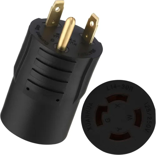 Vista 13 de Kanayu NEMA TT-30P a L14-30R Adaptador de interruptor de transferencia de Amarillo