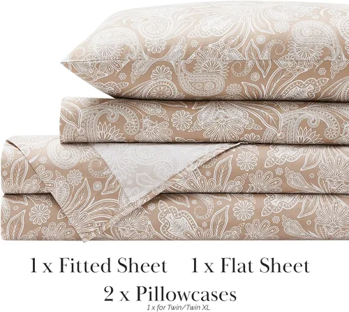 Vista 221 de Southshore Fine Living, Inc. Colección Winter Brush, juego de sábanas de 3 piezas para cama individual, sábana bajera con bolsillo profundo de 14