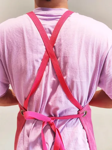 Vista 7 de Chef Aprons with Large Pockets for Women Men, Cotton Canvas Cross Back Water Repellent Work Apron with Adjustable Straps for Size M-XXL (Pink+Grey)