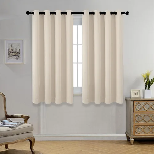 Vista 23 de Set de 2 cortinas para ventana, de Miuco, opacas, con ollaos, para recámara, incluye 2 alzapaños