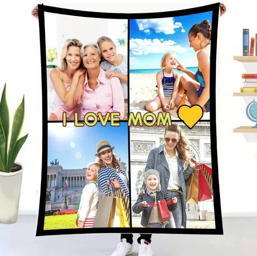 Vista 15 de Manta personalizada con foto y texto personalizado, manta para papá con imágenes de regalo para bebés, amigos, amantes y mascotas, manta
