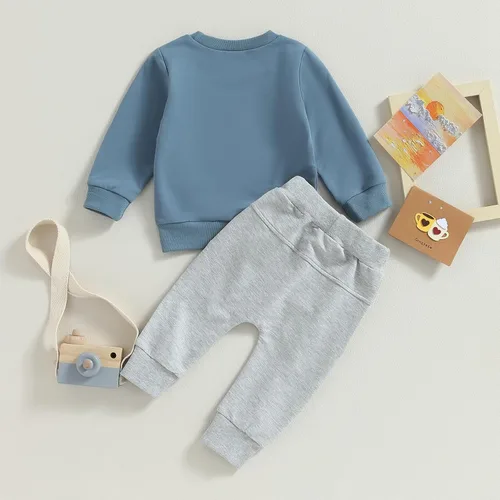 Vista 3 de Conjunto de ropa para bebé recién nacido, sudadera de manga larga y pantalones para niños pequeños, para otoño e invierno, 2 piezas