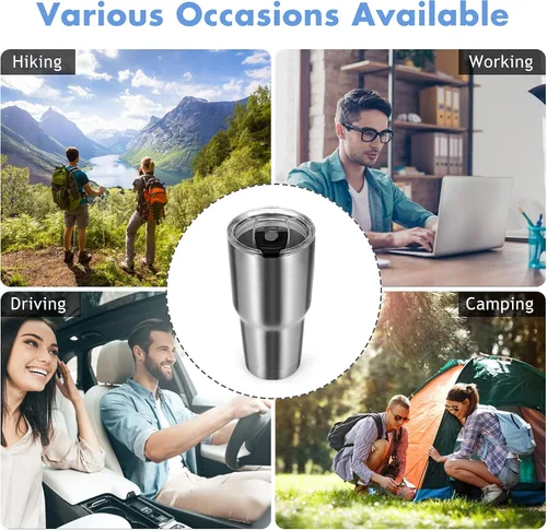 Vista 6 de COSTWAY Vaso de 30 onzas, acero inoxidable 304, doble pared aislada al vacío, tapa resistente a salpicaduras para bebidas frías y calientes (1)