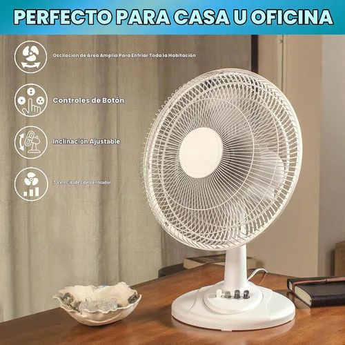 Vista 2 de EZ-CHILL Ventilador de mesa oscilante de 3 velocidades de 12" para el hogar