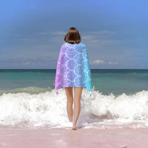 Vista 5 de Beautiful Fish Scales - Toalla de playa de microfibra de secado rápido para adultos y niños, toallas de natación suaves y cómodas para exteriores