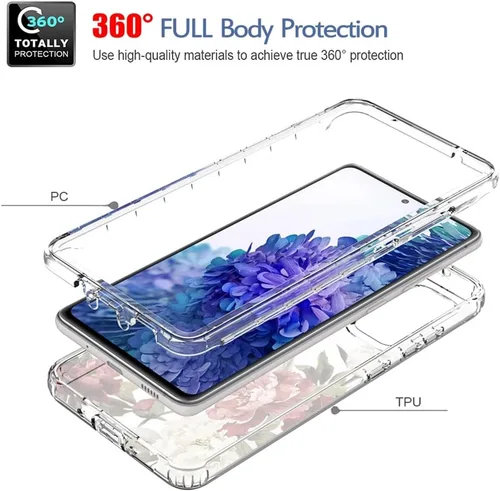 Vista 3 de Funda para Samsung Galaxy S20 FE 5G, Samsung S20 FE SM-G781U con protector de pantalla de vidrio templado, funda protectora de cuerpo completo