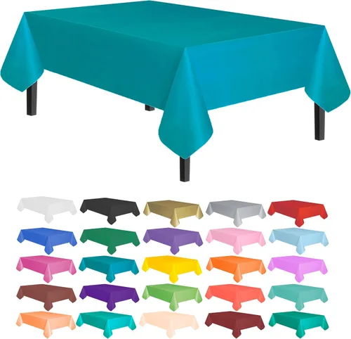 Vista 26 de allgala Juego de 12 manteles de plástico premium para mesa, desechables - 54 x 108 pulgadas - Impermeable, resistente a manchas, fácil de limpiar