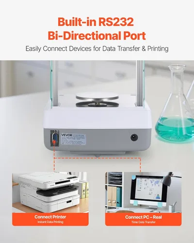 Vista 5 de VEVOR Balanza analítica, 4.23 oz x 0.00 oz Báscula de laboratorio de precisión de alta precisión, g/oz/ct/mg 4 unidades Balanza analítica digital