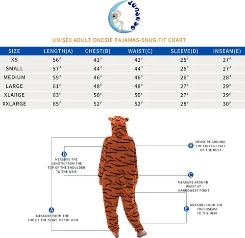 Vista 5 de COSUSKET Snug Fit Unisex Adult Onesie Pajamas, Flannel Cosplay Animal One Piece Halloween Costume Sleepwear Homewear
