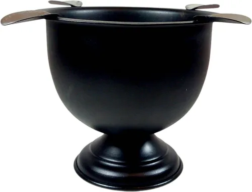 Vista 9 de Cenicero de cigarro hecho en hierro metal caja de cuenco profundo alto cenicero resistente al viento prensado con 4 estribos (negro)