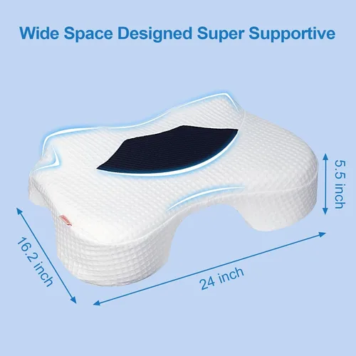 Vista 7 de Almohada para dormir de lado con orificios para los brazos, almohada de espuma viscoelástica para alivio del dolor cervical de cuello, hombros