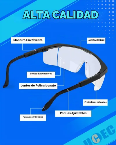 Vista 3 de UCEC Gafas de seguridad transparentes, gafas de protección ocular