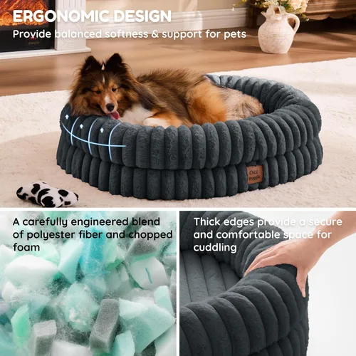 Vista 5 de Cama ortopédica para perro, funda lavable, sofá de piel Gris oscuro