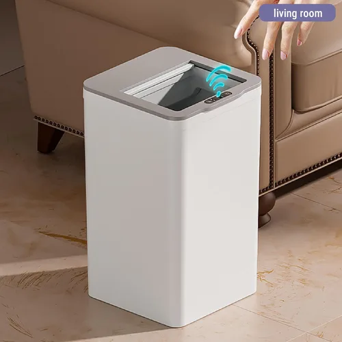 Vista 8 de AUNMAS Bote de basura eléctrico automático sin contacto con sensor de patada 9L de capacidad ABS para cocina, dormitorio, oficina, sala de estar