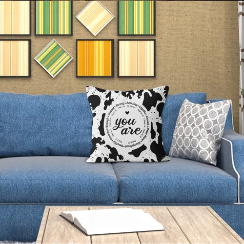 Vista 4 de Fundas de almohada con estampado de vaca de 18 x 18 pulgadas, fundas de almohada decorativas de vaca para sofá y habitación, fundas de almohada