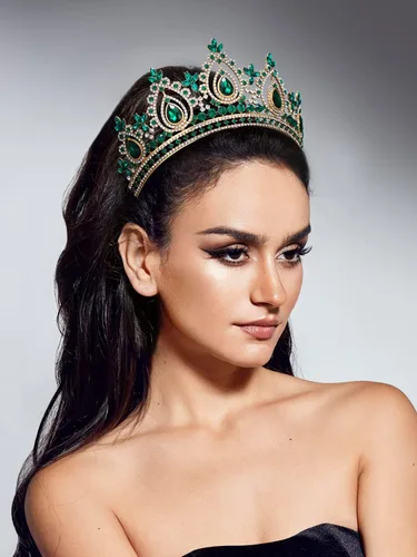 Vista 4 de SWEETV Queen Crowns for Women, Quinceanera Princess Crown Tiara Verde
