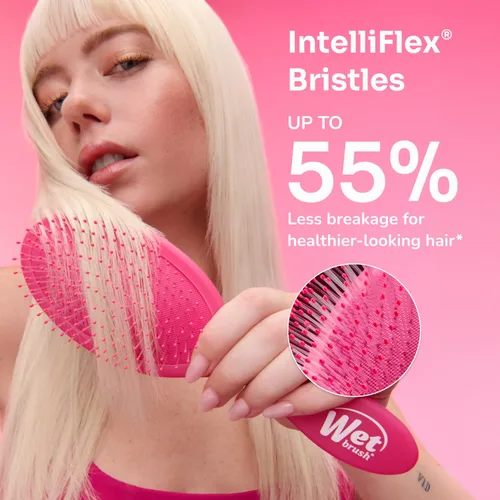 Vista 6 de Wet Brush Potenciador de Brillo, Aqua, Cerdas Naturales de Jabalí con Tecnología IntelliFlex Ultra-Suave, Deja el Cabello Brillante y Suave, Cepillo