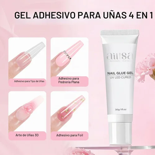 Vista 8 de AILLSA Kit de uñas de gel sólido pegamento para uñas para uñas postizas acrílicas, kit de extensión de uñas de gel con lámpara de uñas