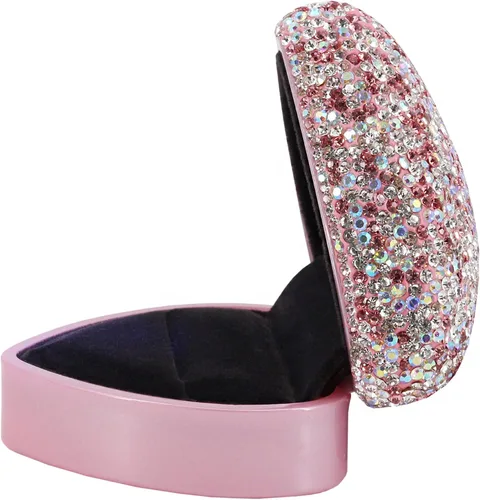 Vista 5 de Monanoat Caja de joyería de lujo con forma de corazón de diamantes de imitación Bling Almacenamiento de joyería de luz LED para boda